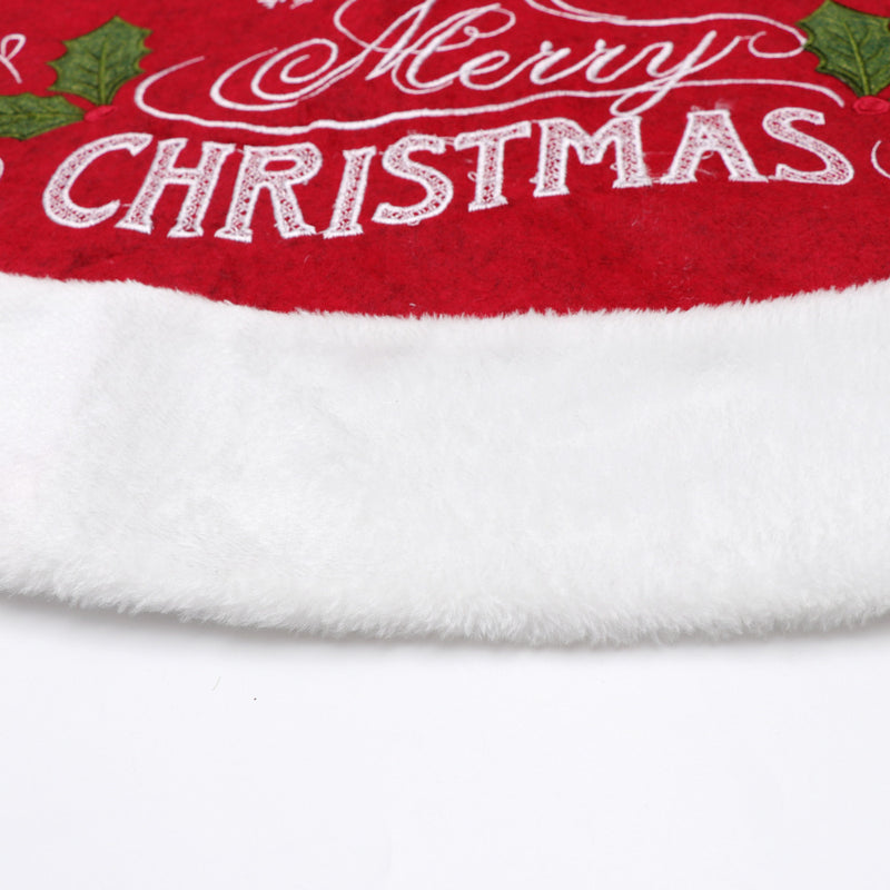 flannel christmas tree skirt red leaves, view 5 - MRSLM
