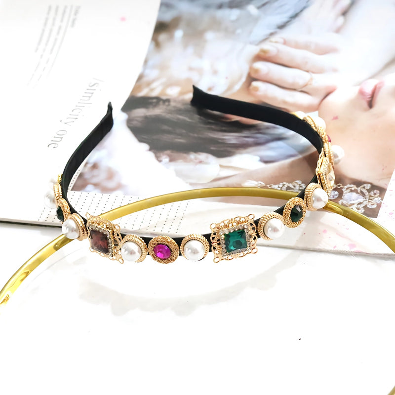 rhinestone and pearl headband, view 9 - MRSLM