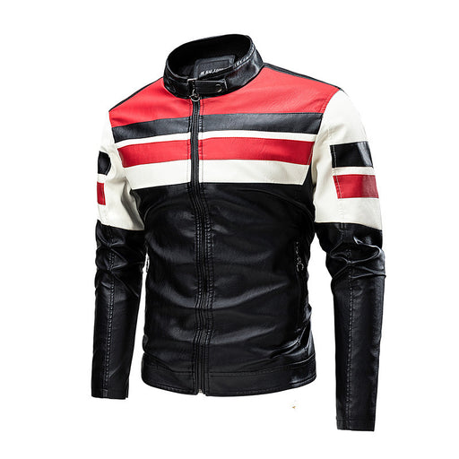 Men's retro motorcycle PU leather jacket, view 2 - MRSLM