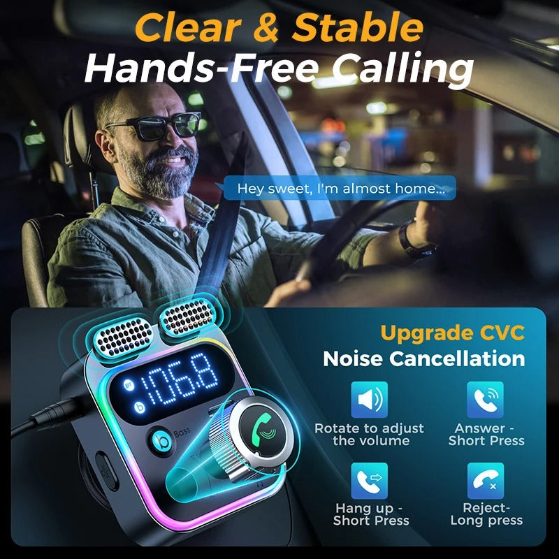 bluetooth 5.3 FM transmitter with dual mics, view 6 - MRSLM