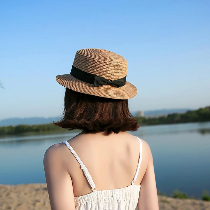 Classic Panama Hat with Bowknot