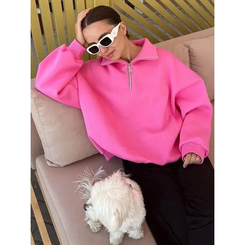 Oversized Damen-Rollkragenpullover mit Fleecefutter