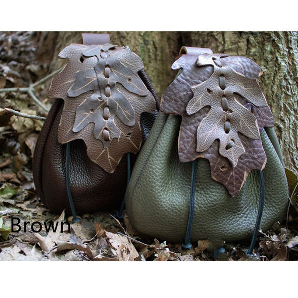 Faux Leather Medieval Leaf Pattern Belt Bag