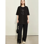 minimalist loose embroidered tee for women, view 7 - MRSLM