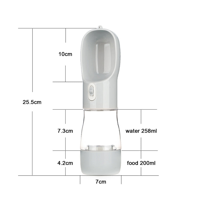 portable pet water bottle with food bowl, view 3 - MRSLM