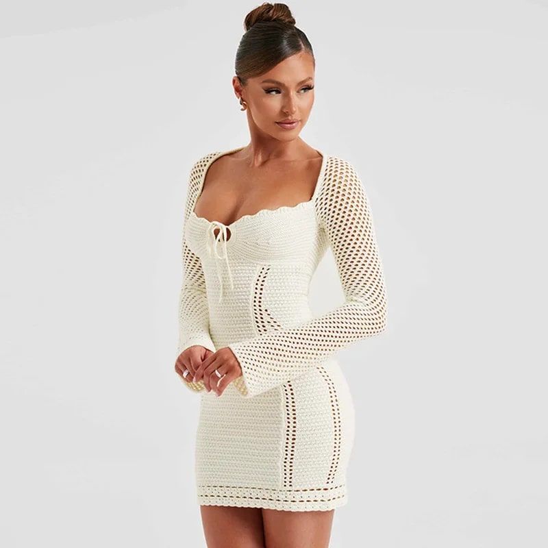knitting slim bodycon dress, view 8 - MRSLM