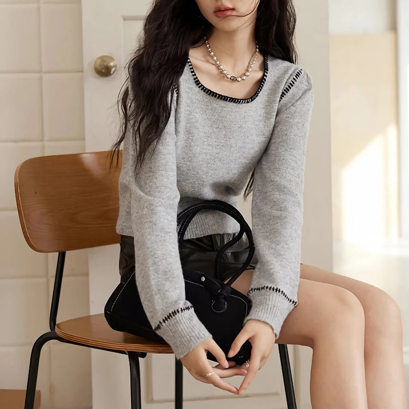 square neck knitted sweater, view 2 - MRSLM