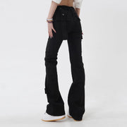 slim black flare pants, view 4 - MRSLM