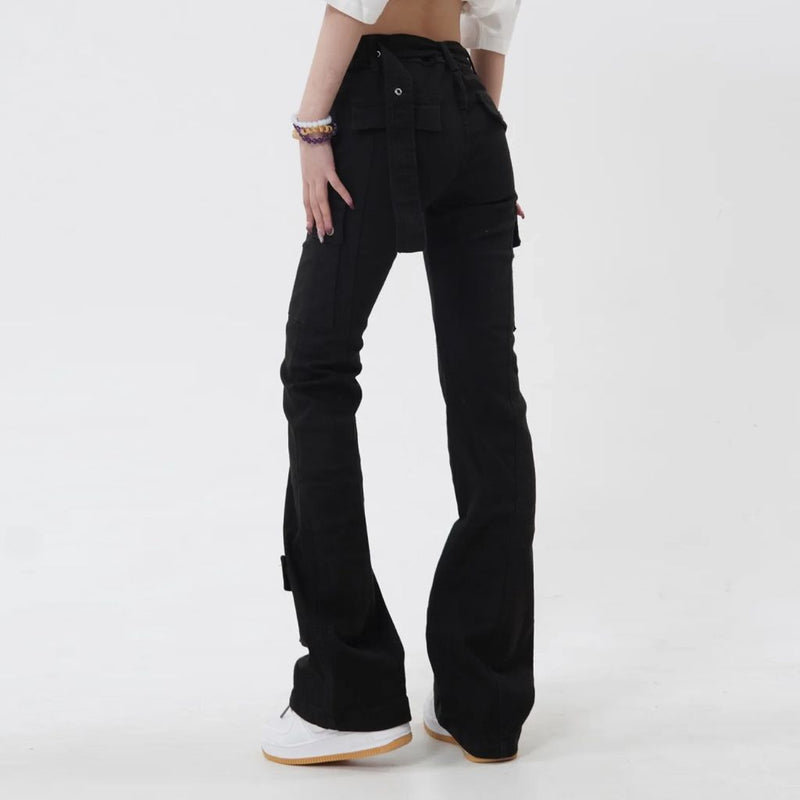 slim black flare pants, view 4 - MRSLM