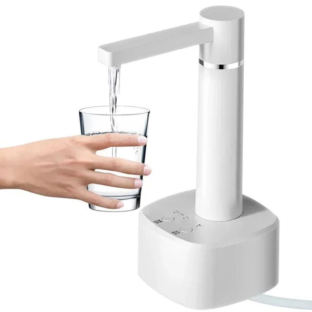 Elektrischer Wasserflaschenspender mit Pumpe (4 W) – wiederaufladbar, Durchfluss einstellbar, mit Tischständer