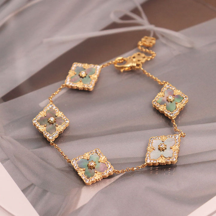 Women's Fashion Five Flower And Diamond Clover Bracelet