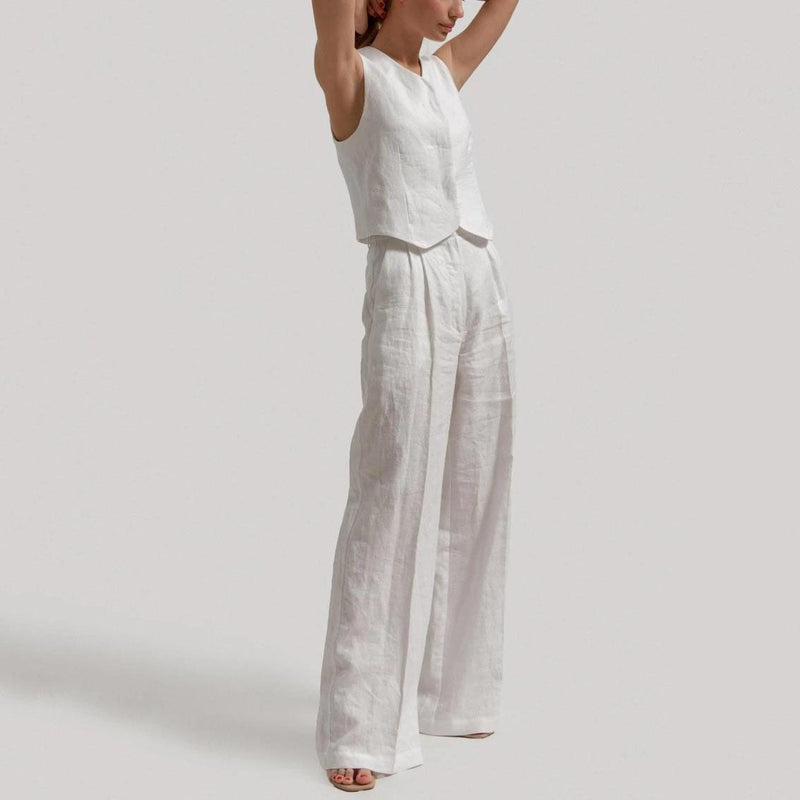 cotton linen summer vest and pants set - MRSLM
