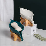 ceramic leaf soap holder with base - MRSLM