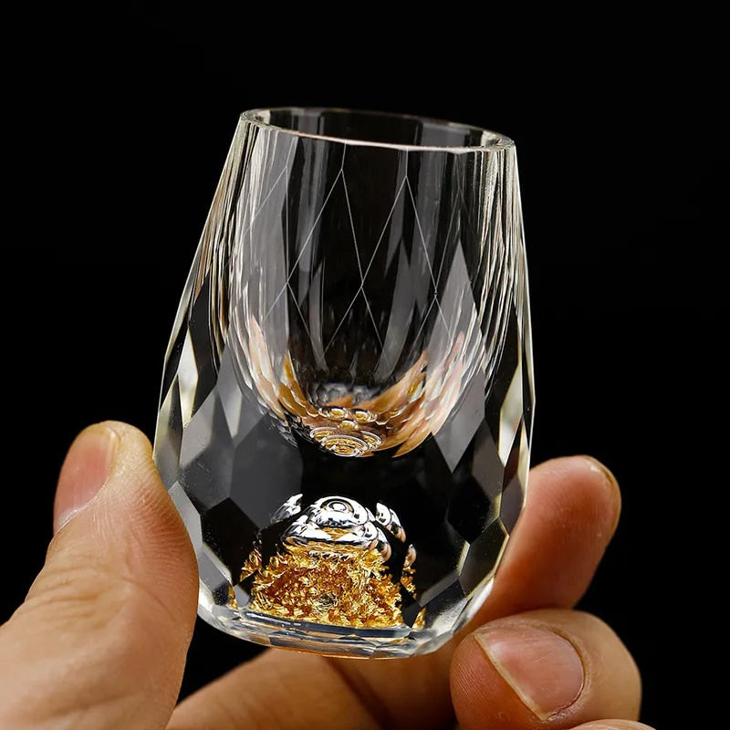 Borosilicate glass double bottom gold foil tea cup, view 8 - MRSLM