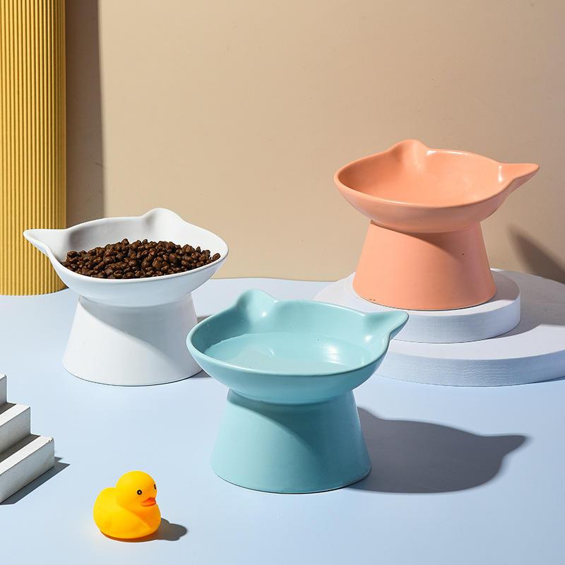 elevated ceramic cat bowl, view 5 - MRSLM