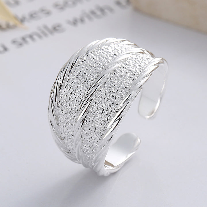 S925 Sterling Silver Simple Minimalist Concave-convex Texture Ring