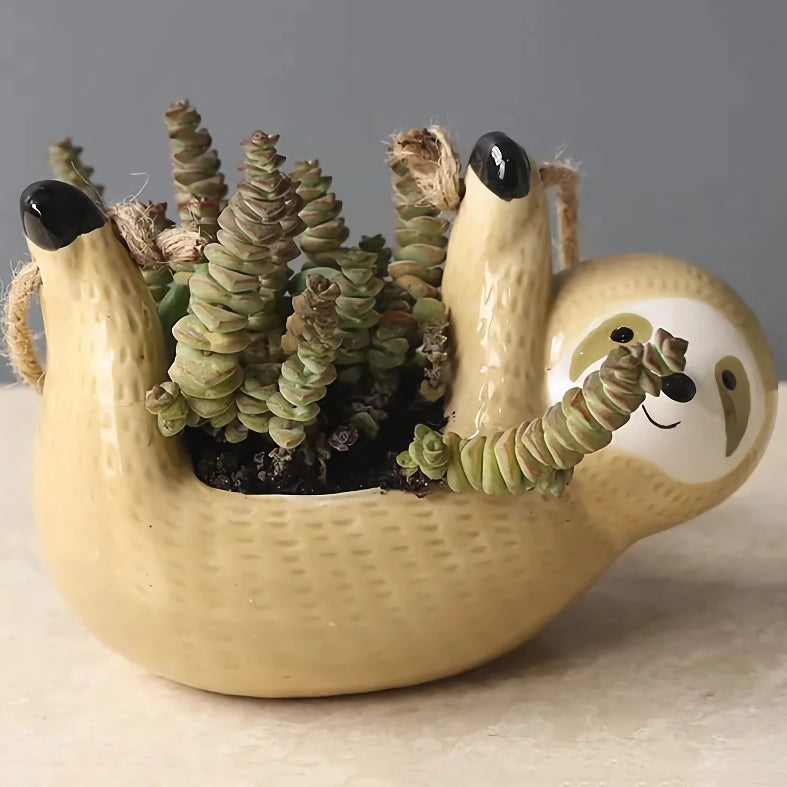 ceramic cartoon animal hanging plant pot, view 6 - MRSLM