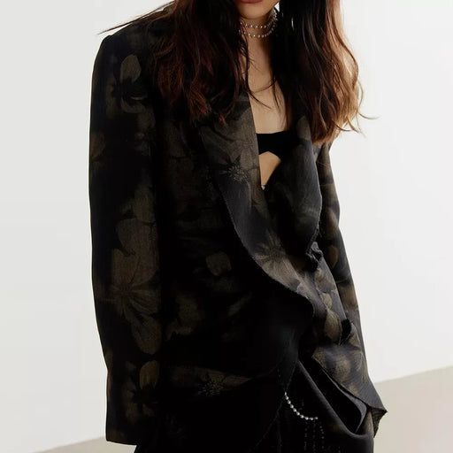 asymmetrical ruffle suit jacket, view 2 - MRSLM