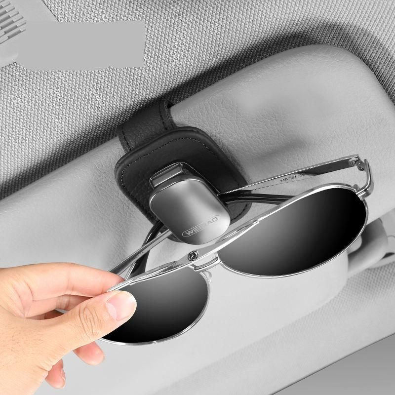 Luxury Leather Sun Visor Car Glasses Storage Clip