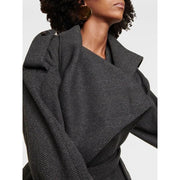 spliced belt coat with scarf collar, view 3 - MRSLM