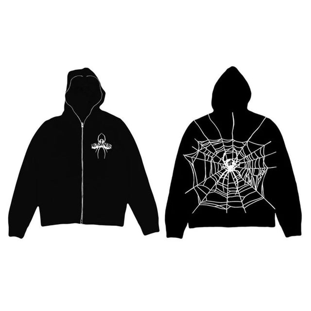 Hip Hop Men Sweatshirt Hoodie Full Back Spider Web Printed S