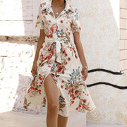 summer floral waistband dress, view 4 - MRSLM