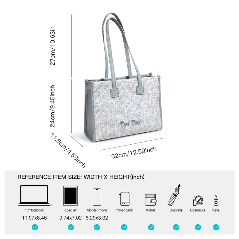 large capacity gradient weave tote bag, view 6 - MRSLM