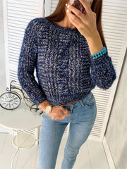 loose round neck pullover sweater, view 5 - MRSLM