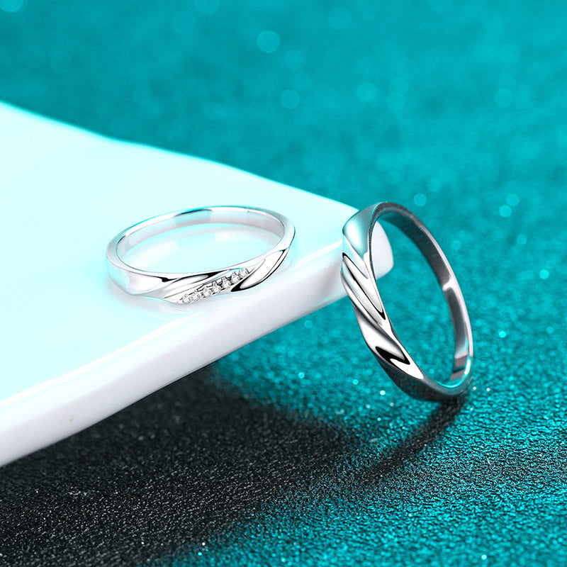 925 Sterling Silver Couple Ring Female