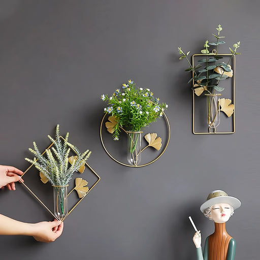 Gold wall-mounted hydroponic flower pot - MRSLM