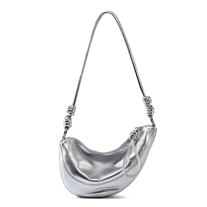 elegant soft leather dumpling bag, view 2 - MRSLM