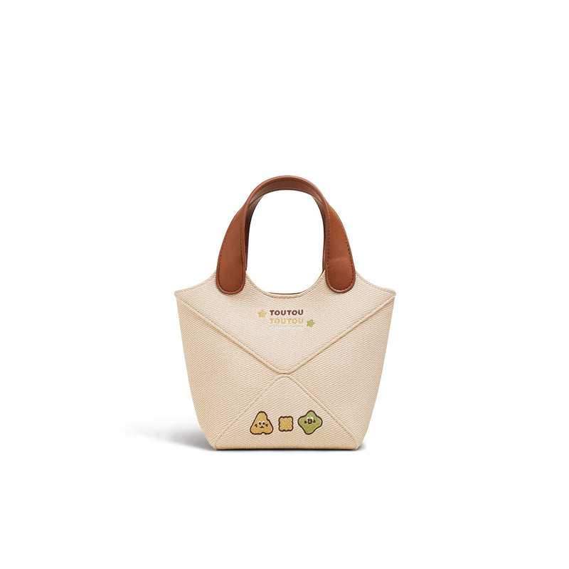bucket bag with embroidered cheese design, view 4 - MRSLM