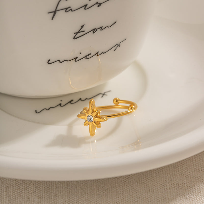 octagram gold plated ring, view 4 - MRSLM
