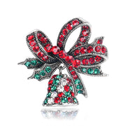 Vintage rhinestone Christmas bell brooch, view 3 - MRSLM