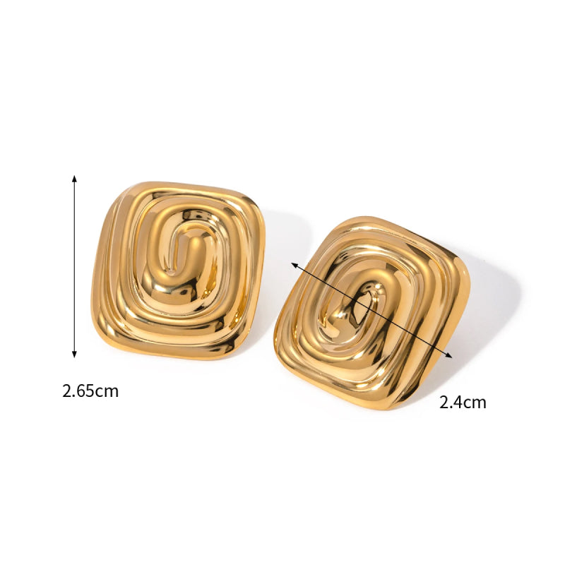 rectangular threaded earrings, view 2 - MRSLM