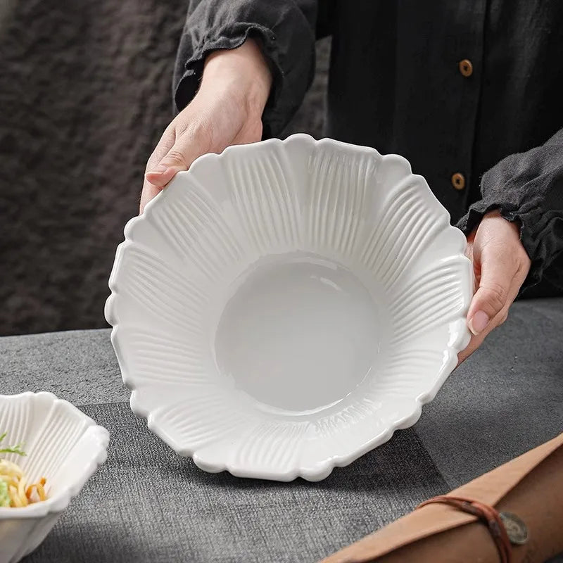 flower shaped ceramic deep bowl, view 8 - MRSLM