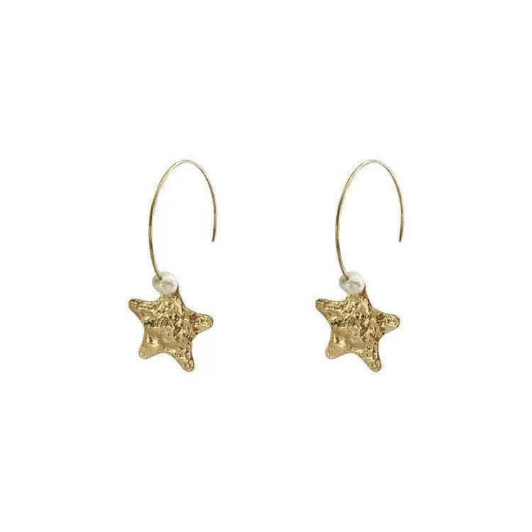 Fantastic Niche Five-pointed Star Pearl Earrings For Women