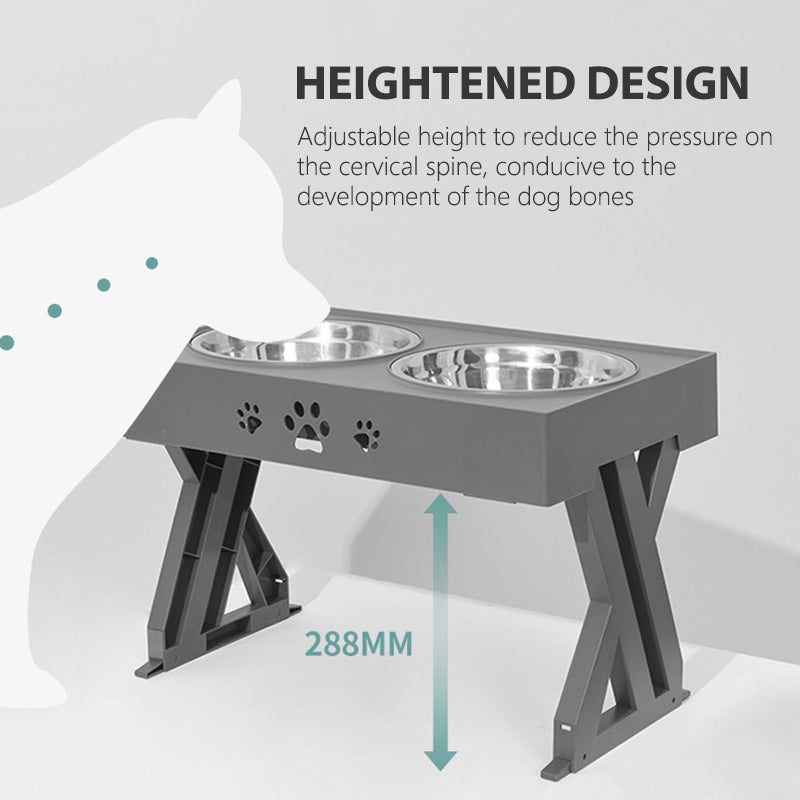 adjustable height double pet bowls with stand, view 7 - MRSLM
