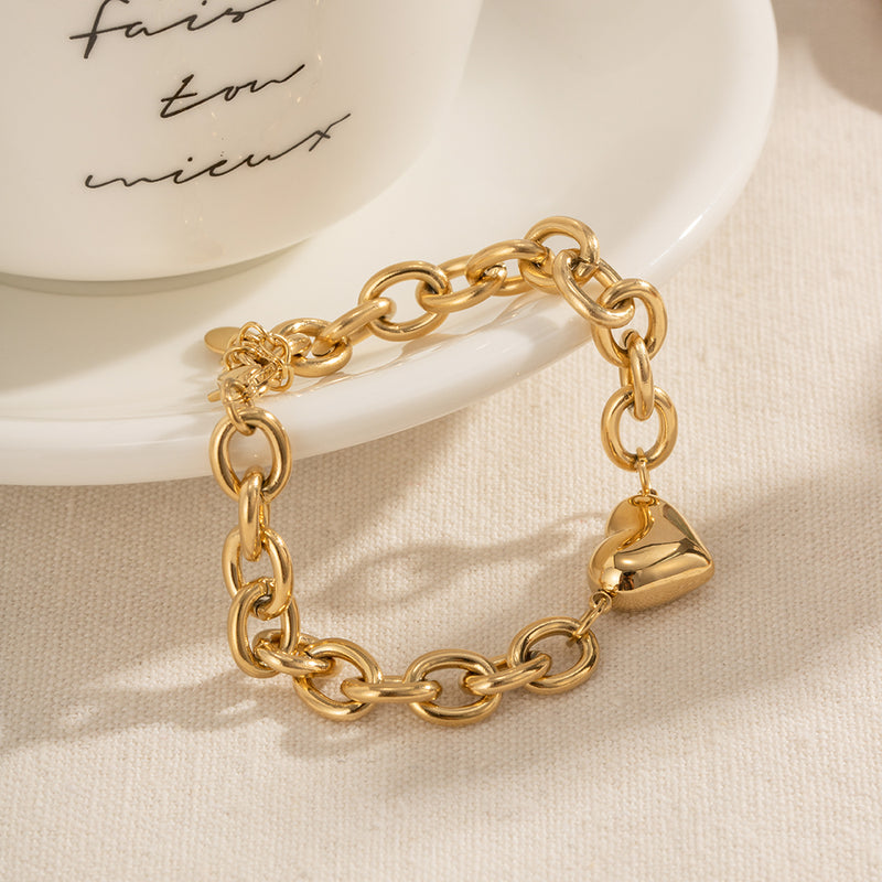 vintage heart pendant chain bracelet, view 6 - MRSLM