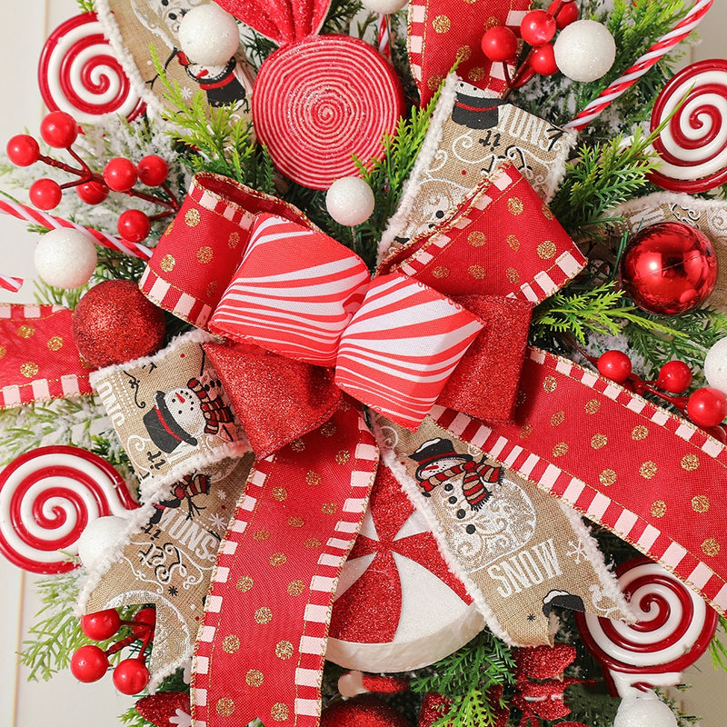 Upside-down Christmas tree candy wreath, view 9 - MRSLM