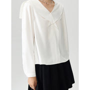 v-neck chiffon shirt, view 7 - MRSLM