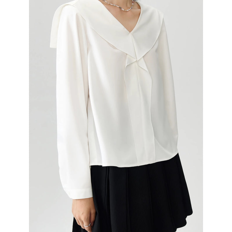 v-neck chiffon shirt, view 7 - MRSLM
