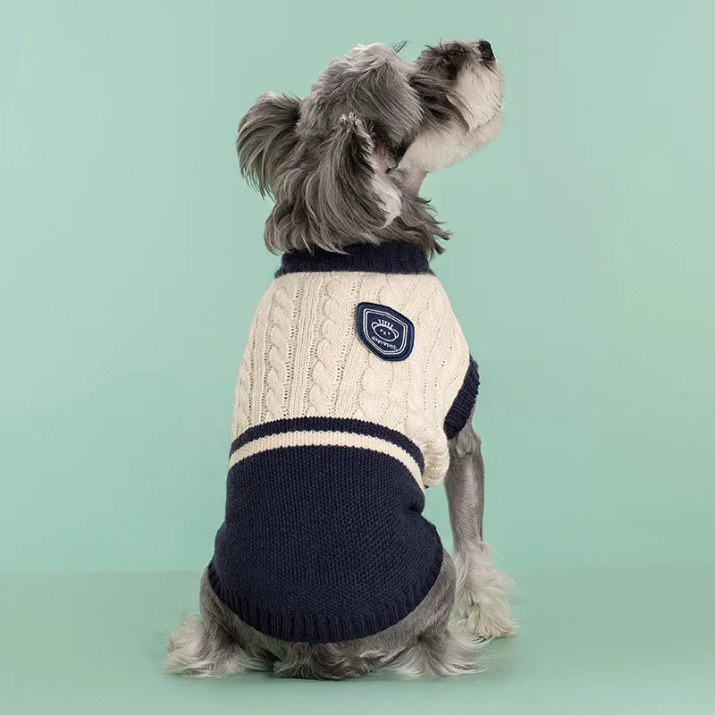 college style winter sweater for dogs, view 5 - MRSLM