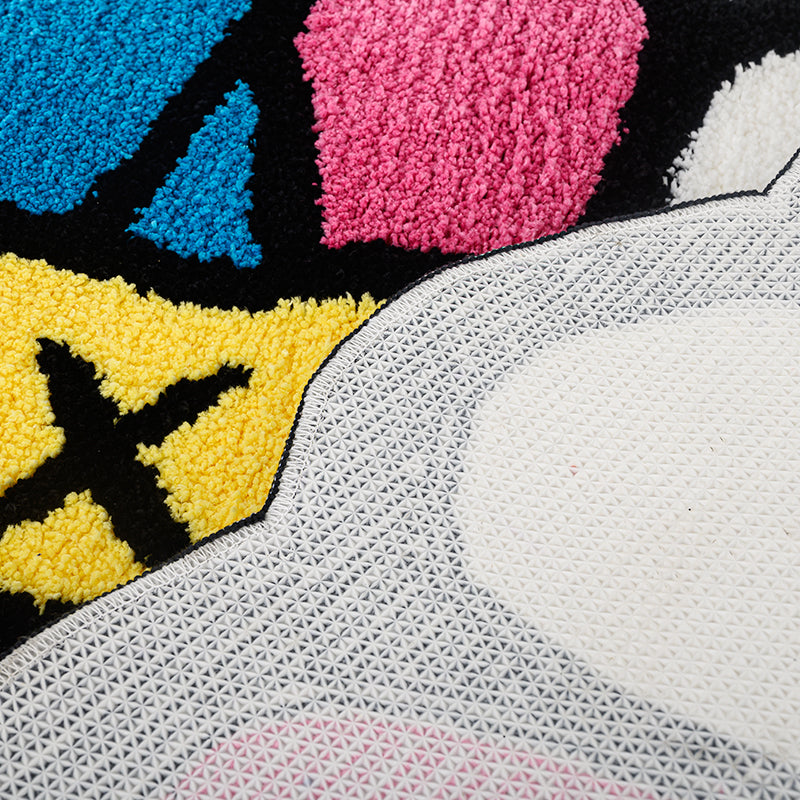 colorful smiling face tufted rug, view 9 - MRSLM