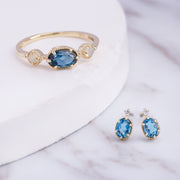 london blue topaz ear studs, view 3 - MRSLM