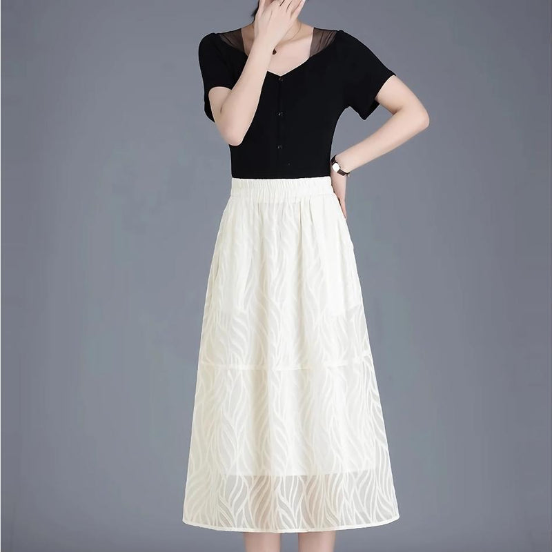 striped a-line chiffon skirt, view 11 - MRSLM