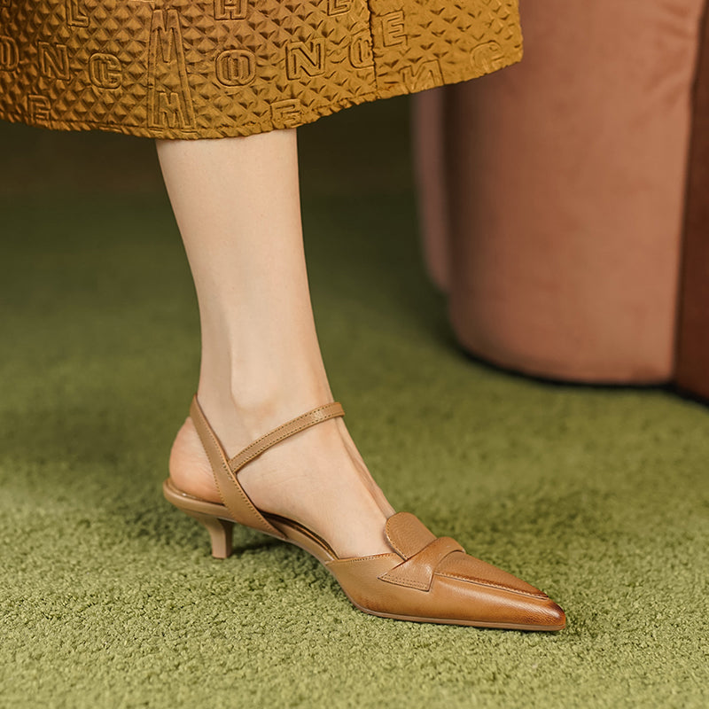 leather slingback heels, view 7 - MRSLM