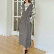 sleeveless V-neck long dress, view 3 - MRSLM