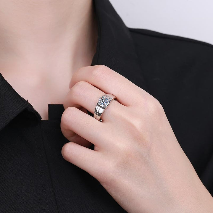 Men's S925 Silver 1 Karat Diamond Ring