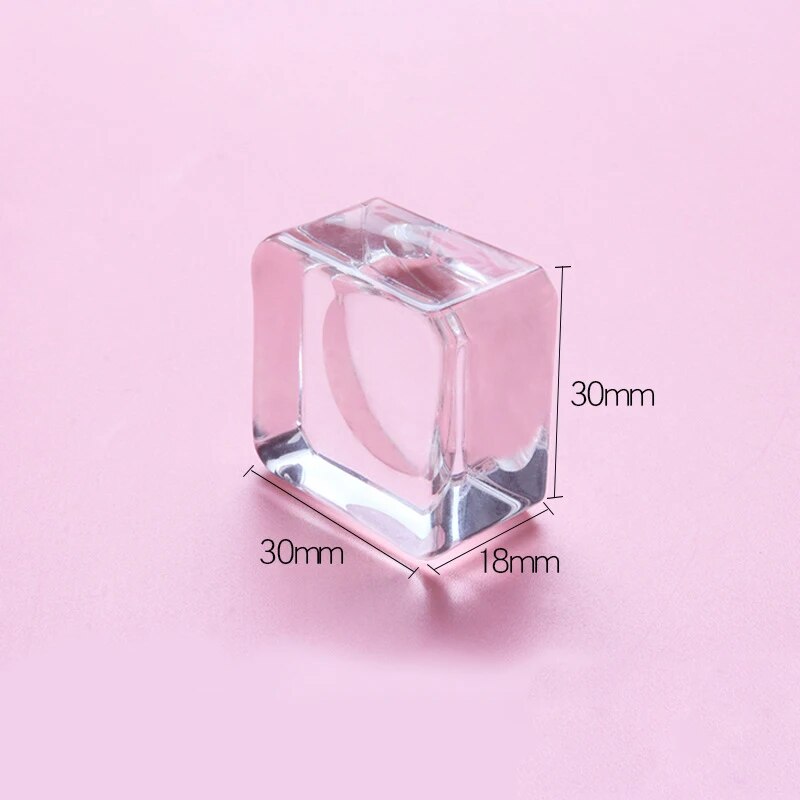 Square Crystal Glass Eyelash Glue Holder - Adhesive Pallet Stand for Makeup